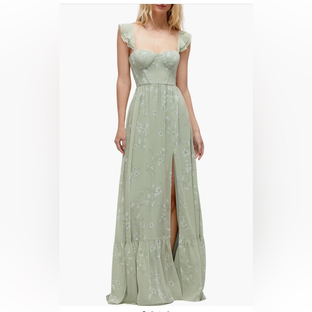 Dessy Collection Bustier Maxi Dress Sage 0
